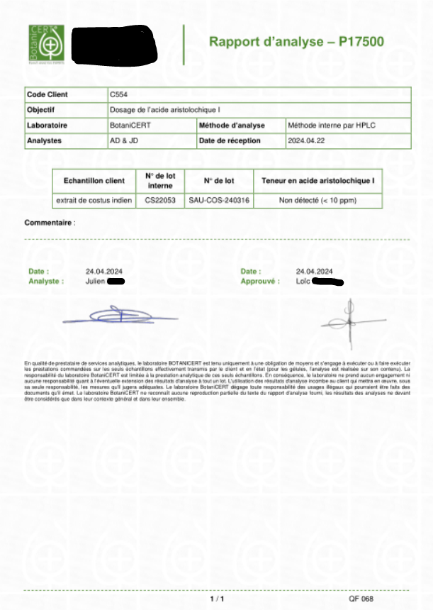 analyse costus indien