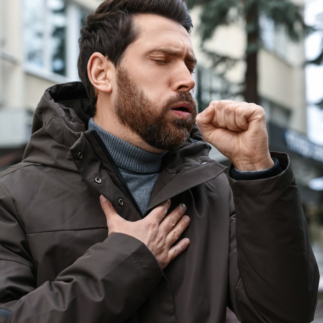 toux sèche. Image illustrative