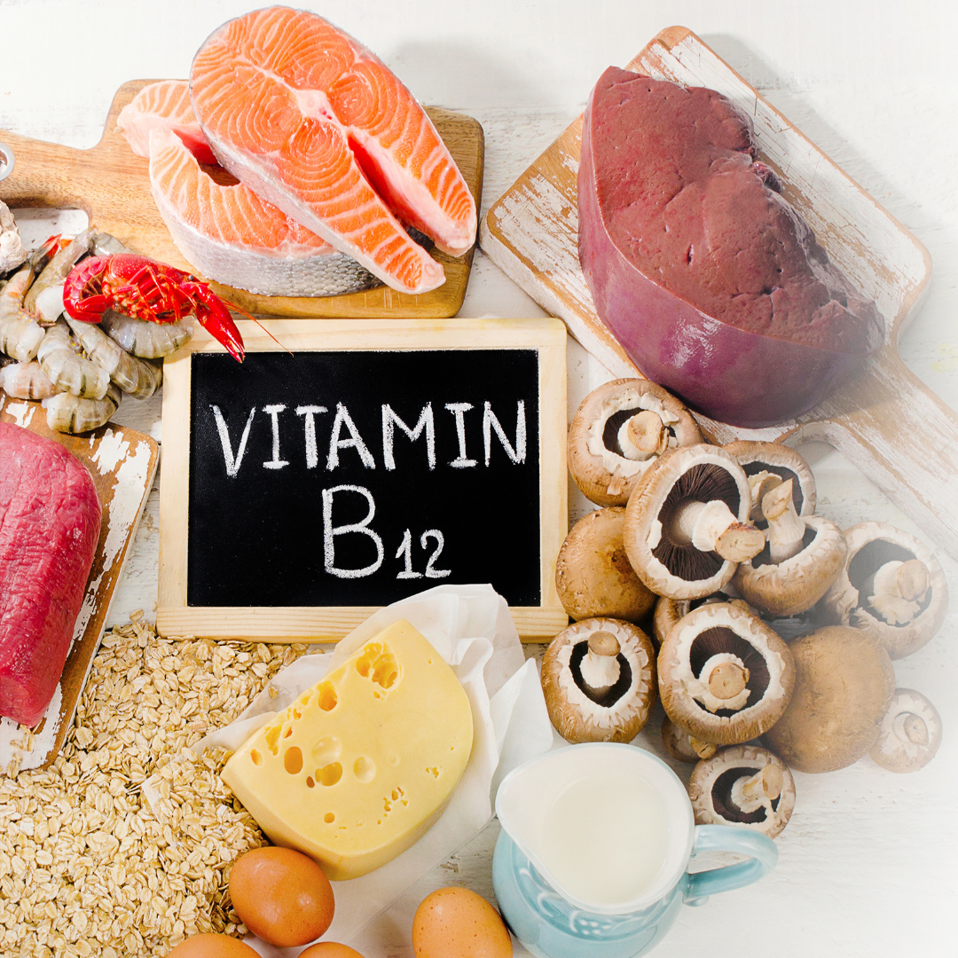 vitamine B12 et aliments. Image décorative