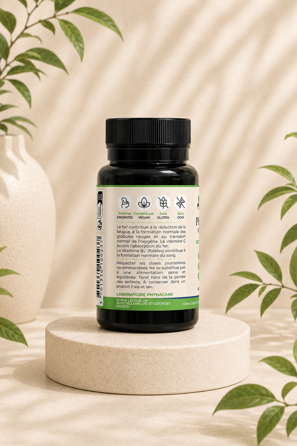 Fer Bisglycinate & Vitamine C (B9 + B12) : Phyna'FER+ | Haute Assimilation & Anti-Fatigue – Image 5